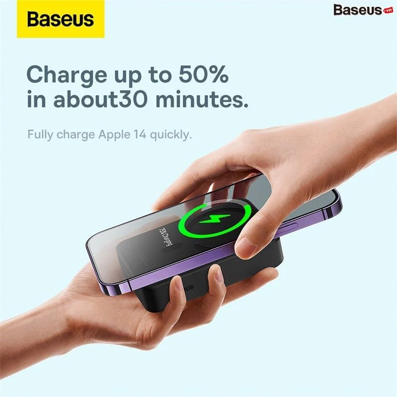 Pin Sạc Dự Phòng Không Dây Tích Hợp Nam Châm Baseus Magnetic Wireless Charging Power bank 6000mAh 20W (With Baseus Xiaobai series Cable Type-C to Type-C 60W(20V/3A) 50cm) - Ảnh 4